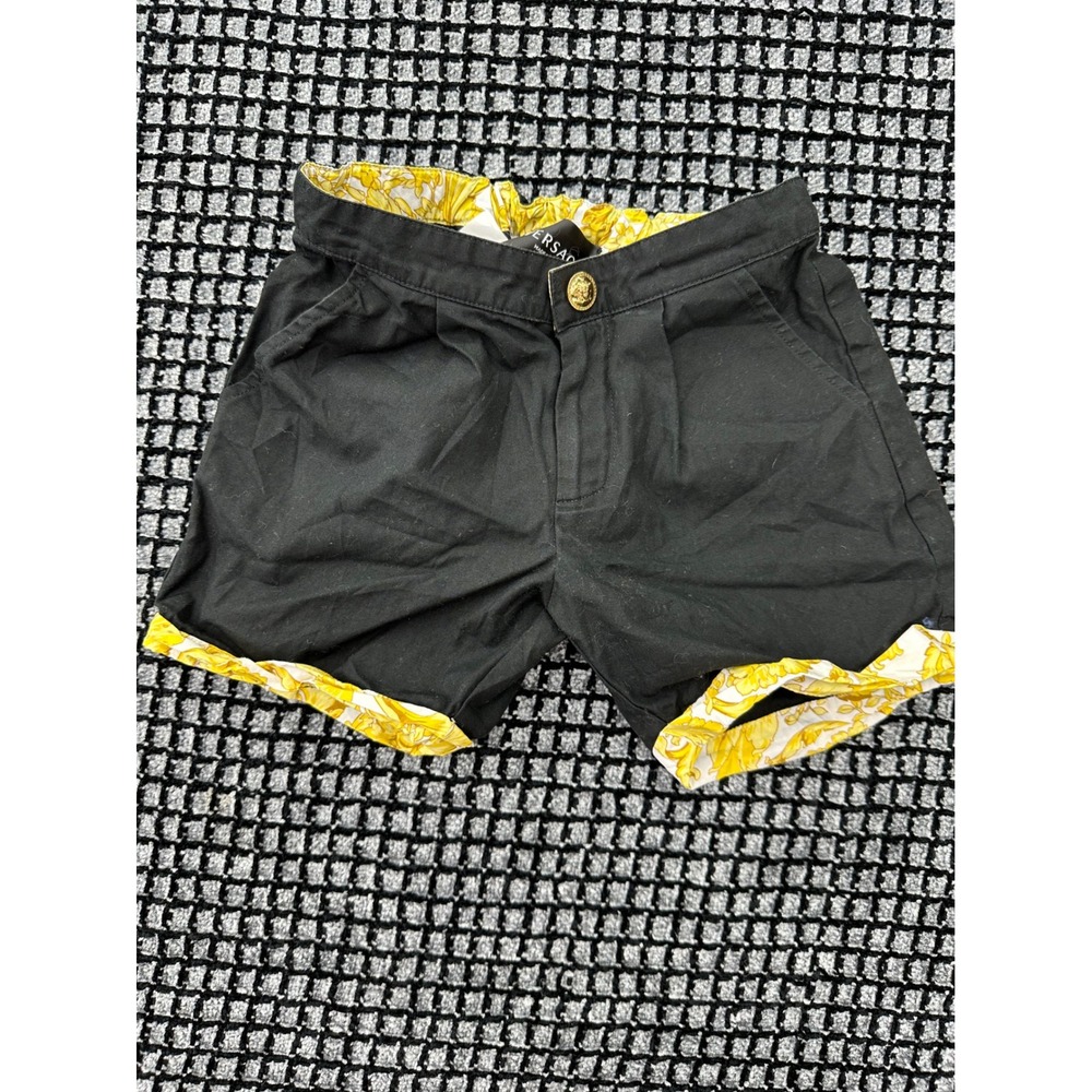 Versace Barocco Trim Shorts Toddler 24M Black Excellent Gold Medusa Button